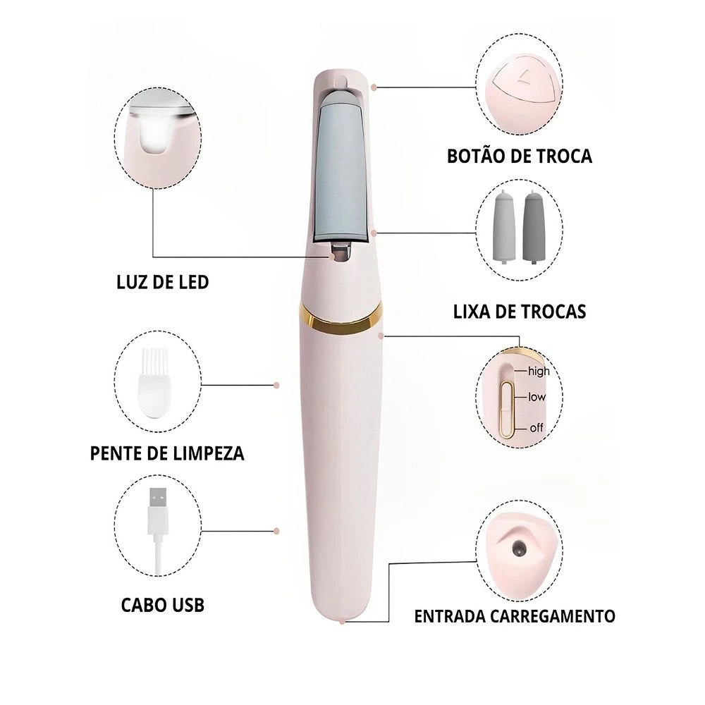 Lixa Elétrica Removedora de Calos – Pés Macios e Livres de Rachaduras! 🦶✨