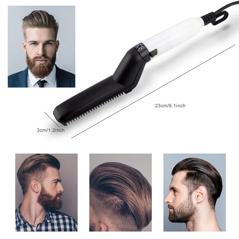 Prancha & Modelador 2 em 1 – Alisador de Cabelo e Barba Masculino