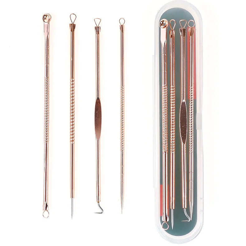 Kit Extrator de Cravos e Espinhas ProSkin™ – 4 Ferramentas em Aço Inoxidável
