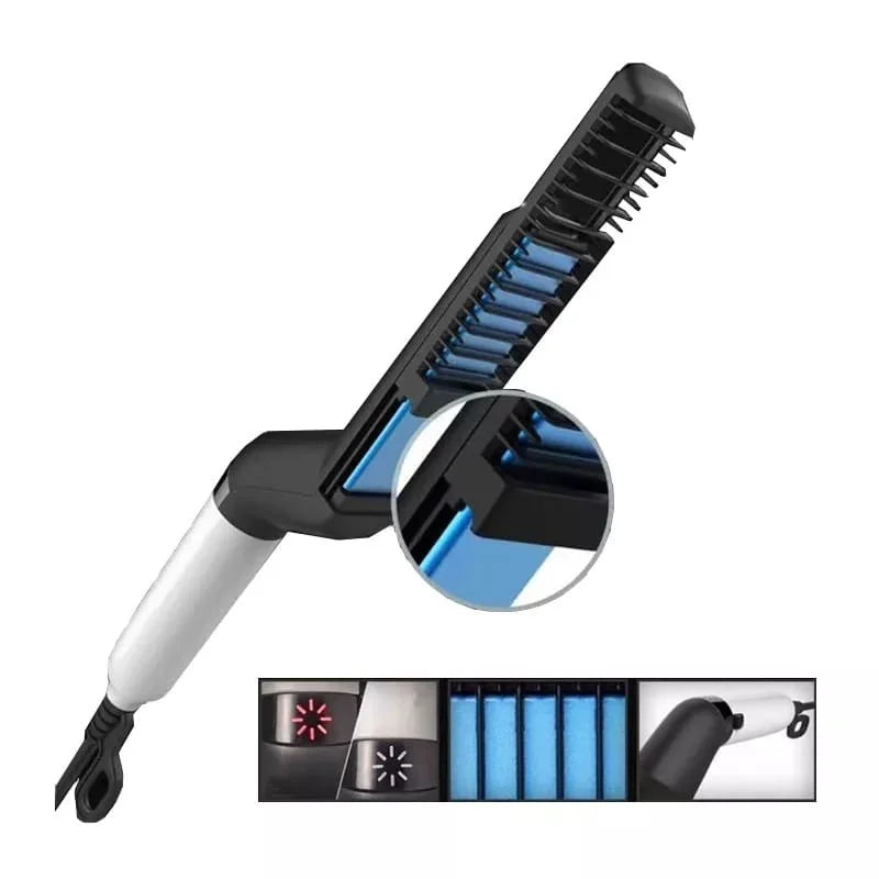 Prancha & Modelador 2 em 1 – Alisador de Cabelo e Barba Masculino
