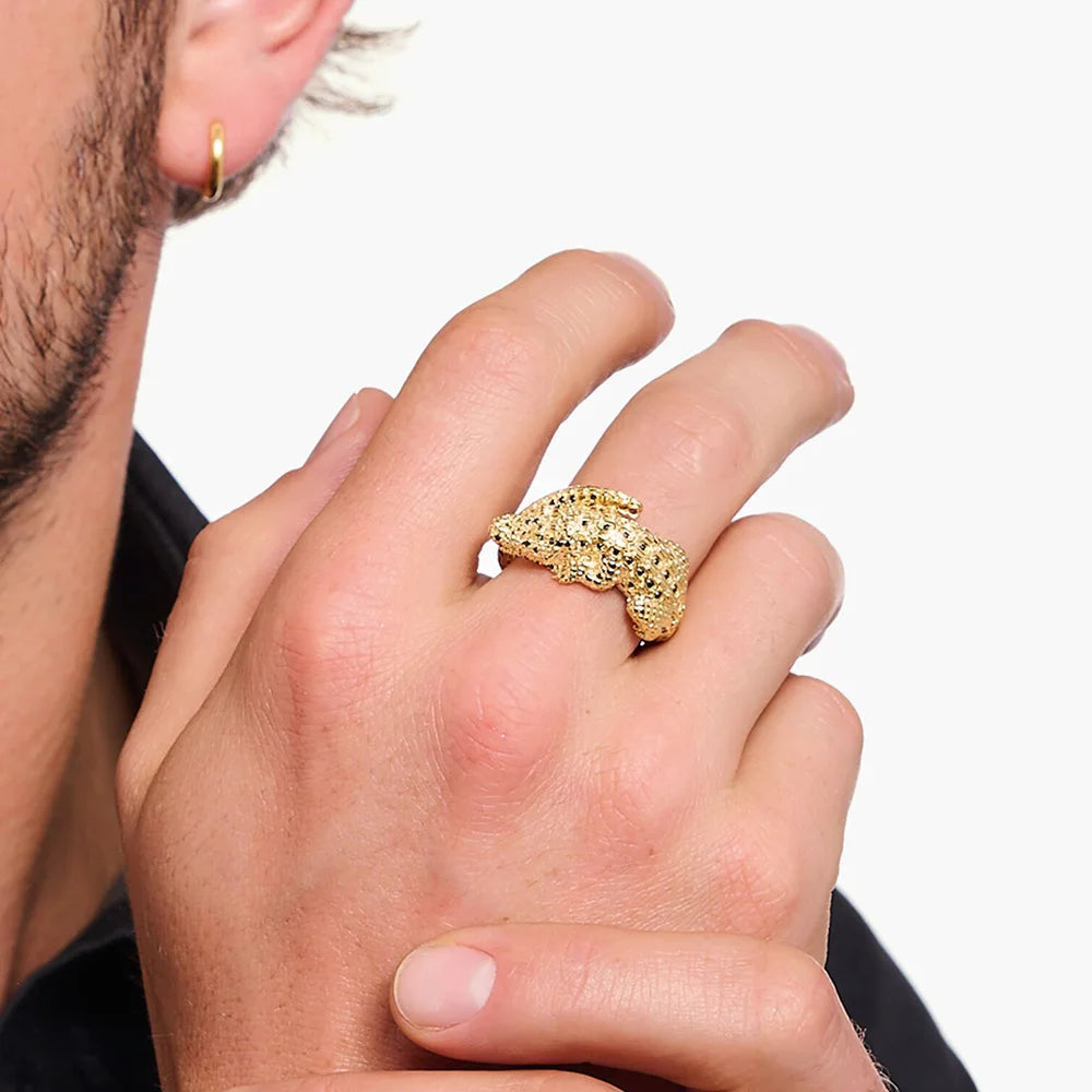 Ring Croco Royale – O Poder do Crocodilo em Ouro e Prata