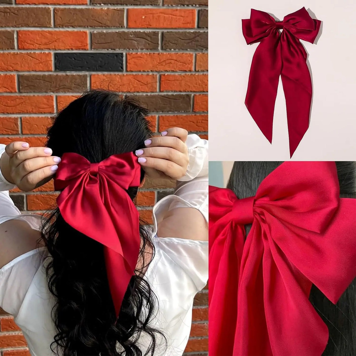 🎀 Laço Chic – Kit 4 Presilhas de Cetim para um Toque Elegante 🎀