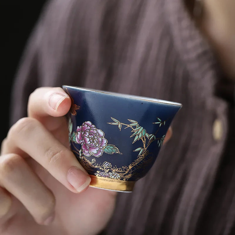 Coleção exclusiva de Chá Azul & Dourado – Cerâmica premium pintada a mão☕✨