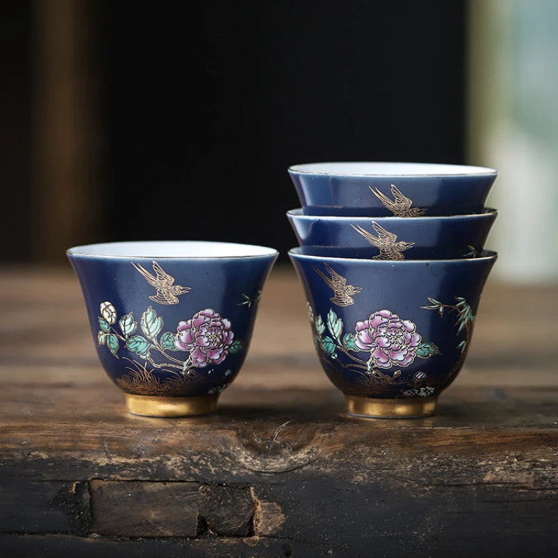 Coleção exclusiva de Chá Azul & Dourado – Cerâmica premium pintada a mão☕✨