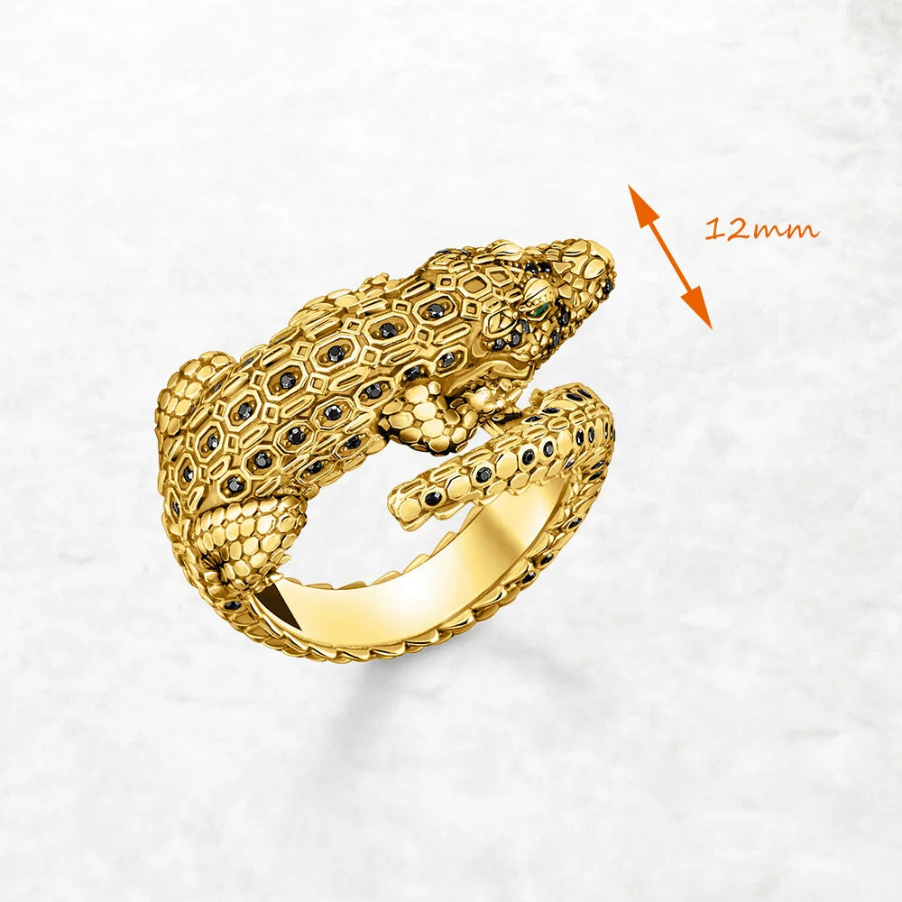 Ring Croco Royale – O Poder do Crocodilo em Ouro e Prata