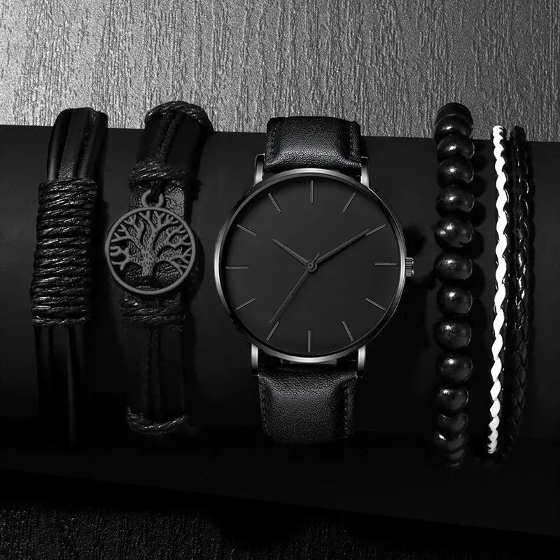 Kit Relógio Masculino 5 Peças – Estilo, Sofisticação e Versatilidade