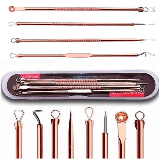 Kit Extrator de Cravos e Espinhas ProSkin™ – 4 Ferramentas em Aço Inoxidável