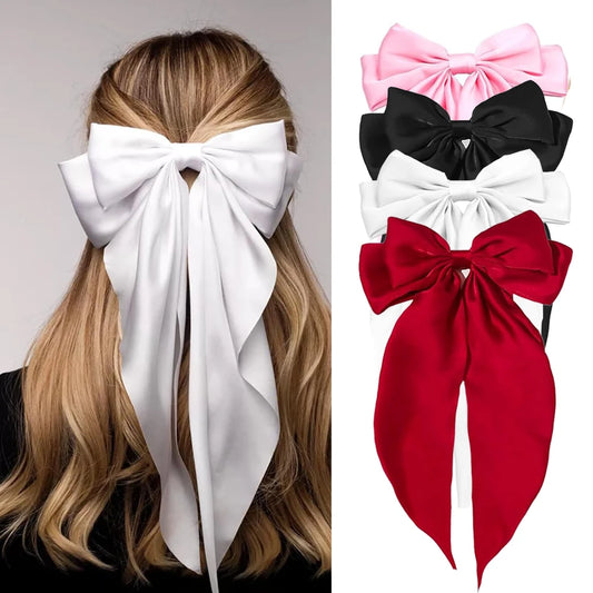 🎀 Laço Chic – Kit 4 Presilhas de Cetim para um Toque Elegante 🎀
