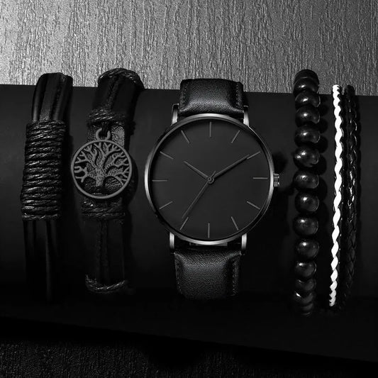 Kit Relógio Masculino 5 Peças – Estilo, Sofisticação e Versatilidade